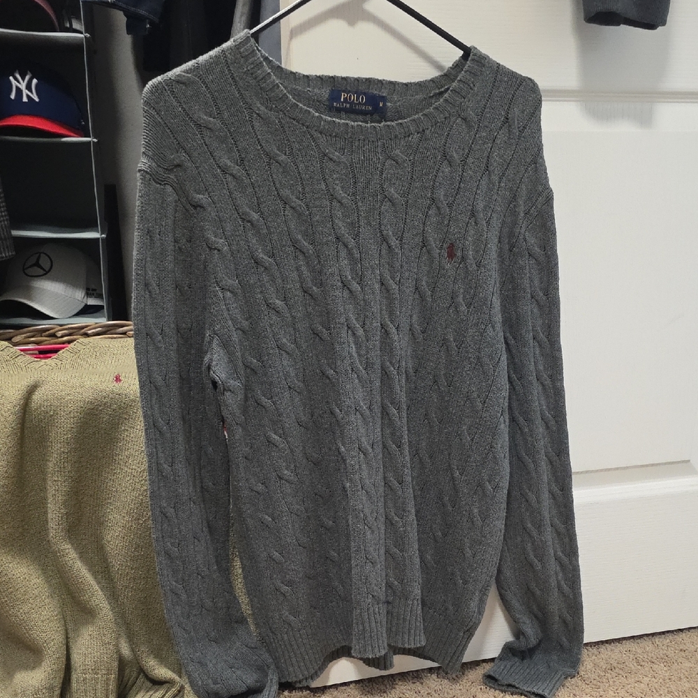 Polo by Ralph Lauren Charcoal Cable Knit Crewneck Sweater